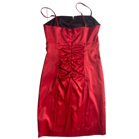 EVENTS y2k (12) satin blood orange ruched formal strappy dress - Picture 4 of 7